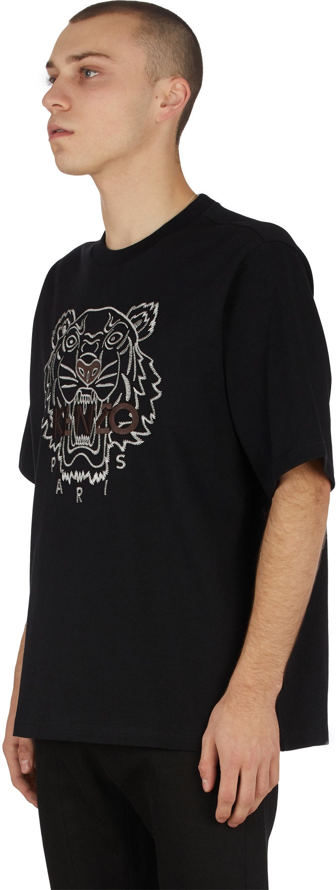 Kenzo: Noir T-Shirt Loose Fitting Tigre Noir - 2