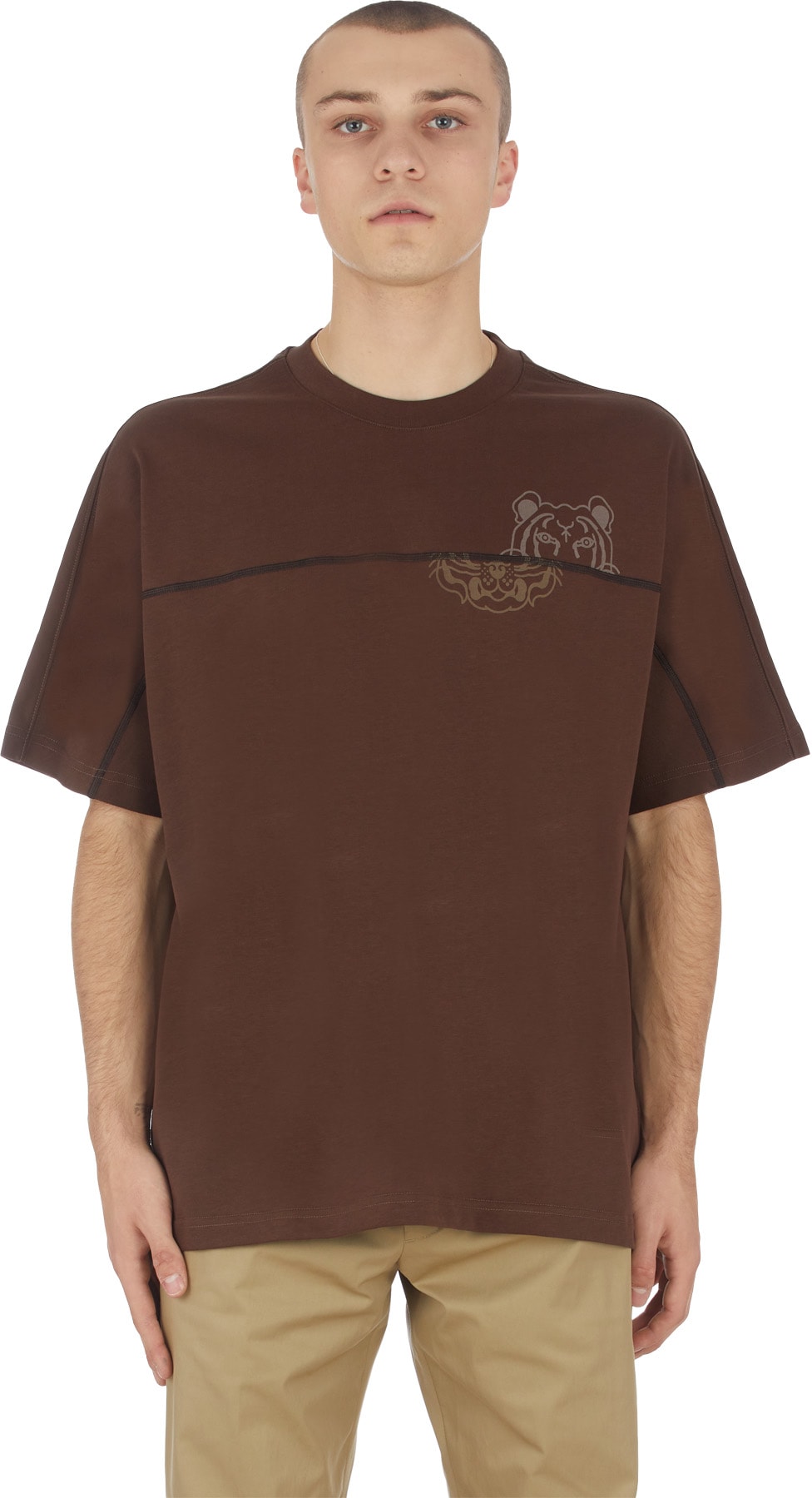Kenzo: Brun T-Shirt Surdimensionné K-Tigre Brun - 1