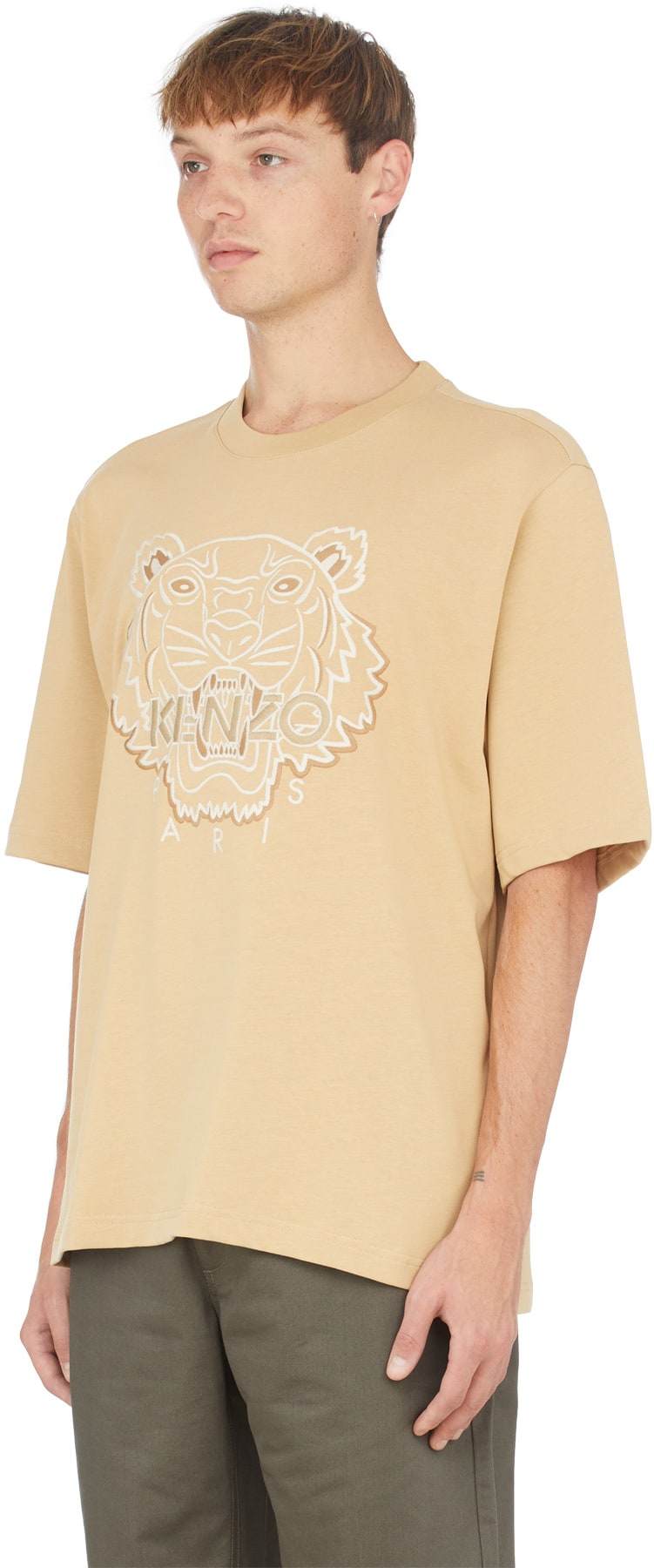 Kenzo: Neutrales T-Shirt Tigre Brodée Neutrales - 2