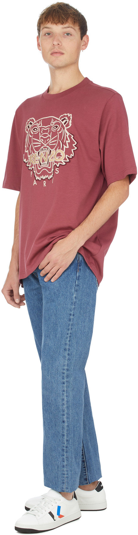 Kenzo: Rouge T-Shirt Tigre Brodée Rouge - 4