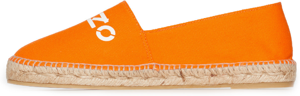 Kenzo: Orange Classic Logo Canvas Espadrilles - 2