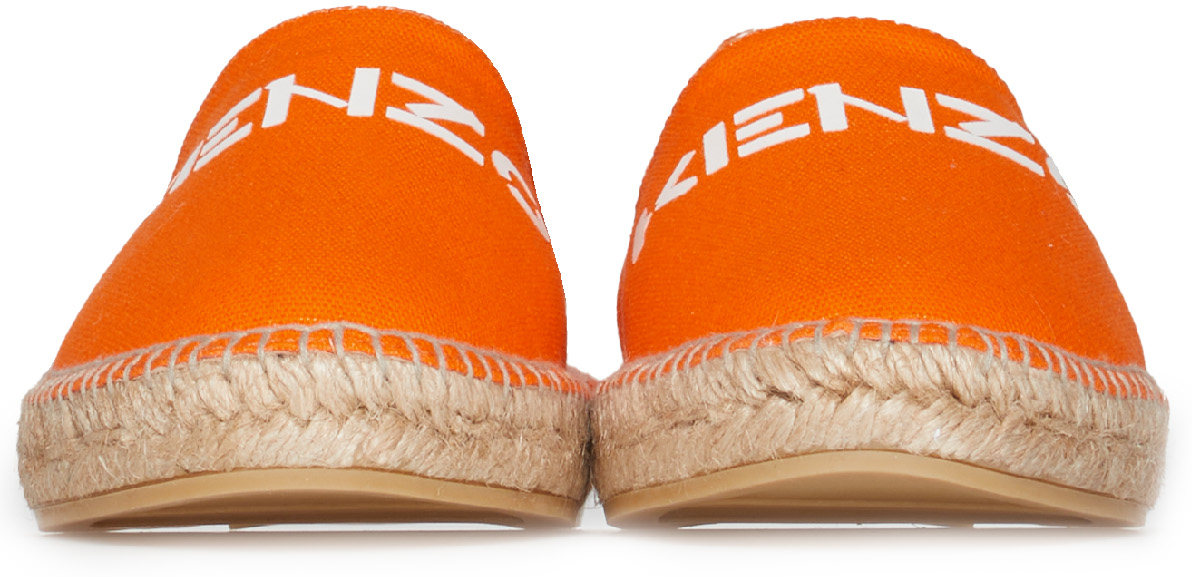 Kenzo: Orange Classic Logo Canvas Espadrille - 3