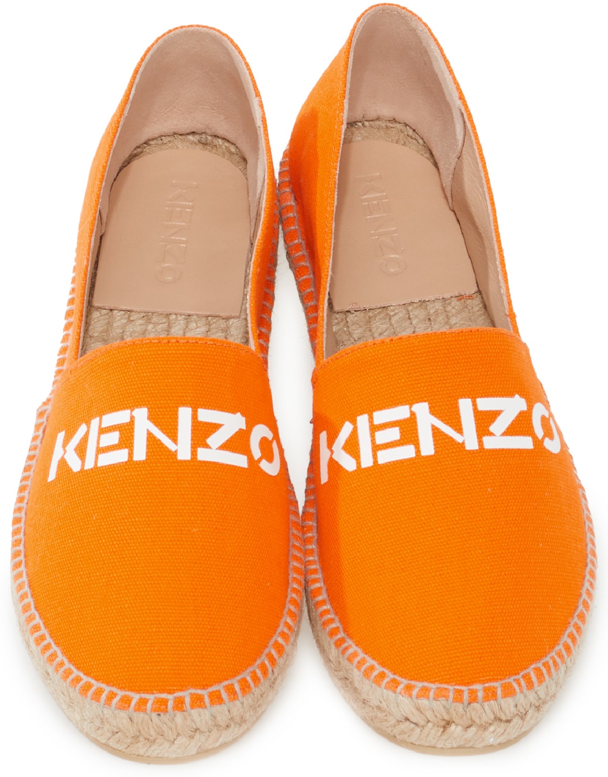 Kenzo: Orange Espadrilles Classique Logo en Toile Orange - 4