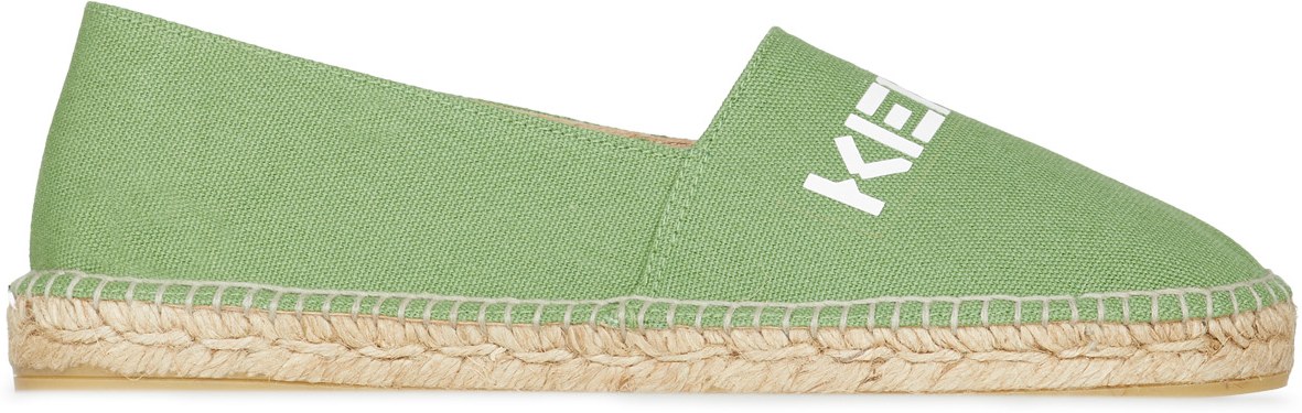 Kenzo: Green Classic Logo Canvas Espadrille - 1