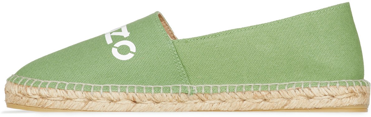 Kenzo: Green Classic Logo Canvas Espadrilles - 2