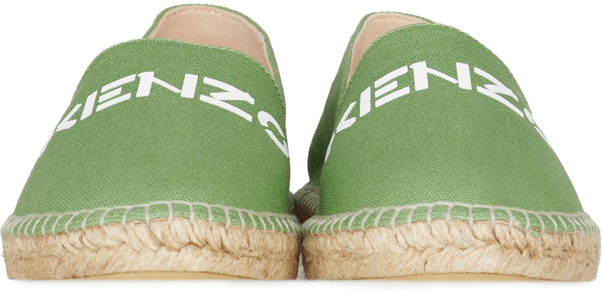 Kenzo: Green Classic Logo Canvas Espadrille - 3