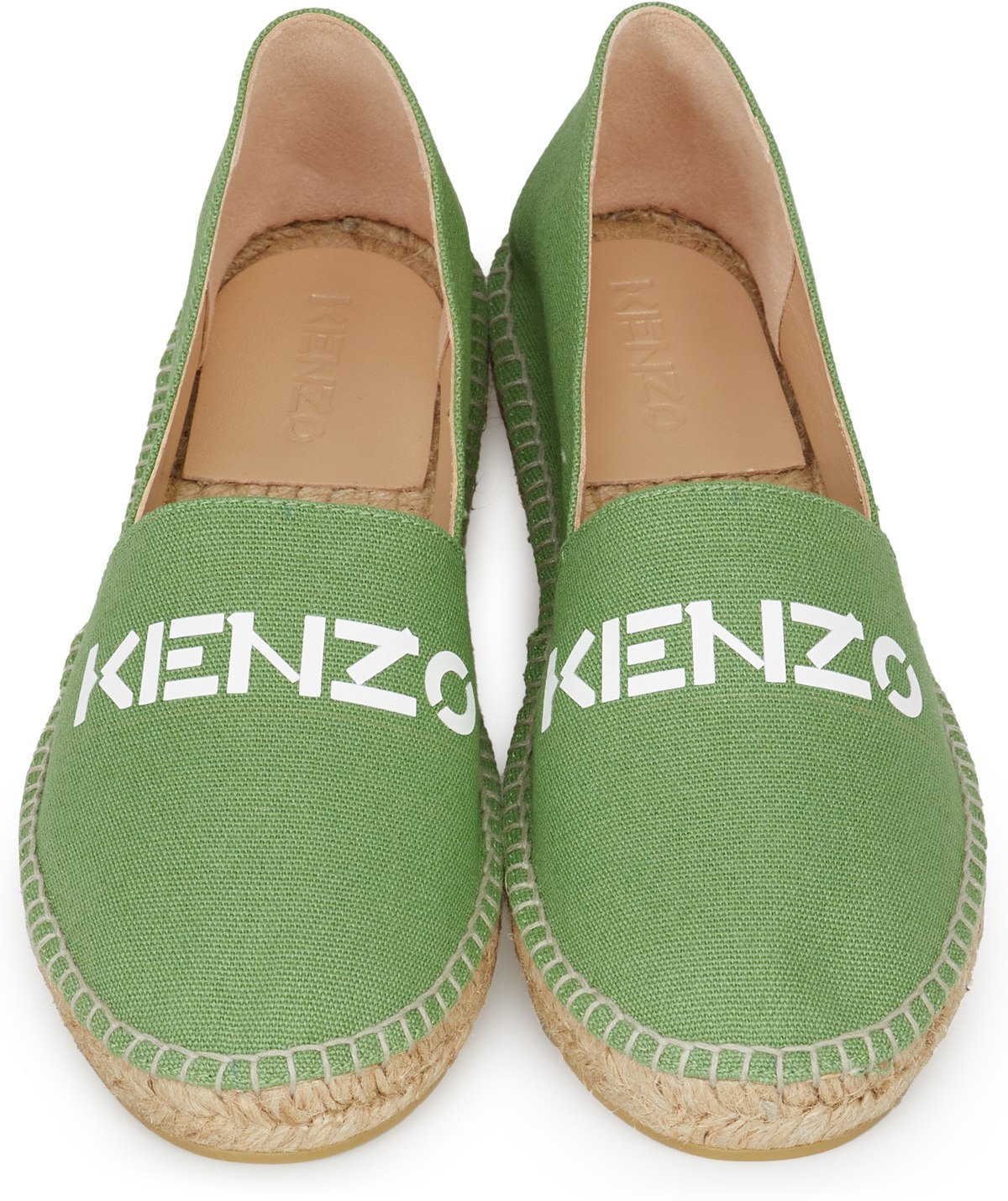 Kenzo: Green Classic Logo Canvas Espadrilles - 4