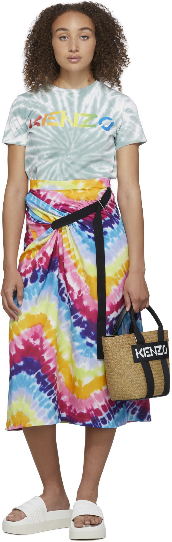 Kenzo: Multicolores Jupe Midi Tie-Dye Multicolores - 4