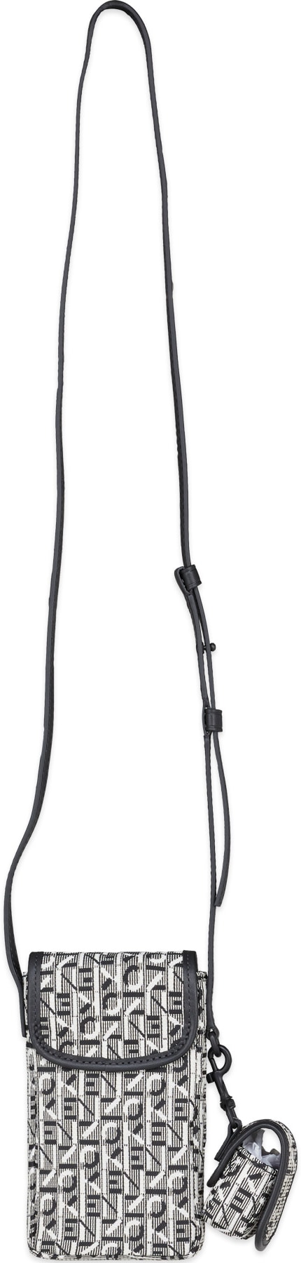 Kenzo: Gris Porte Téléphone à Bandoulière Courier en Jacquard Gris - 2