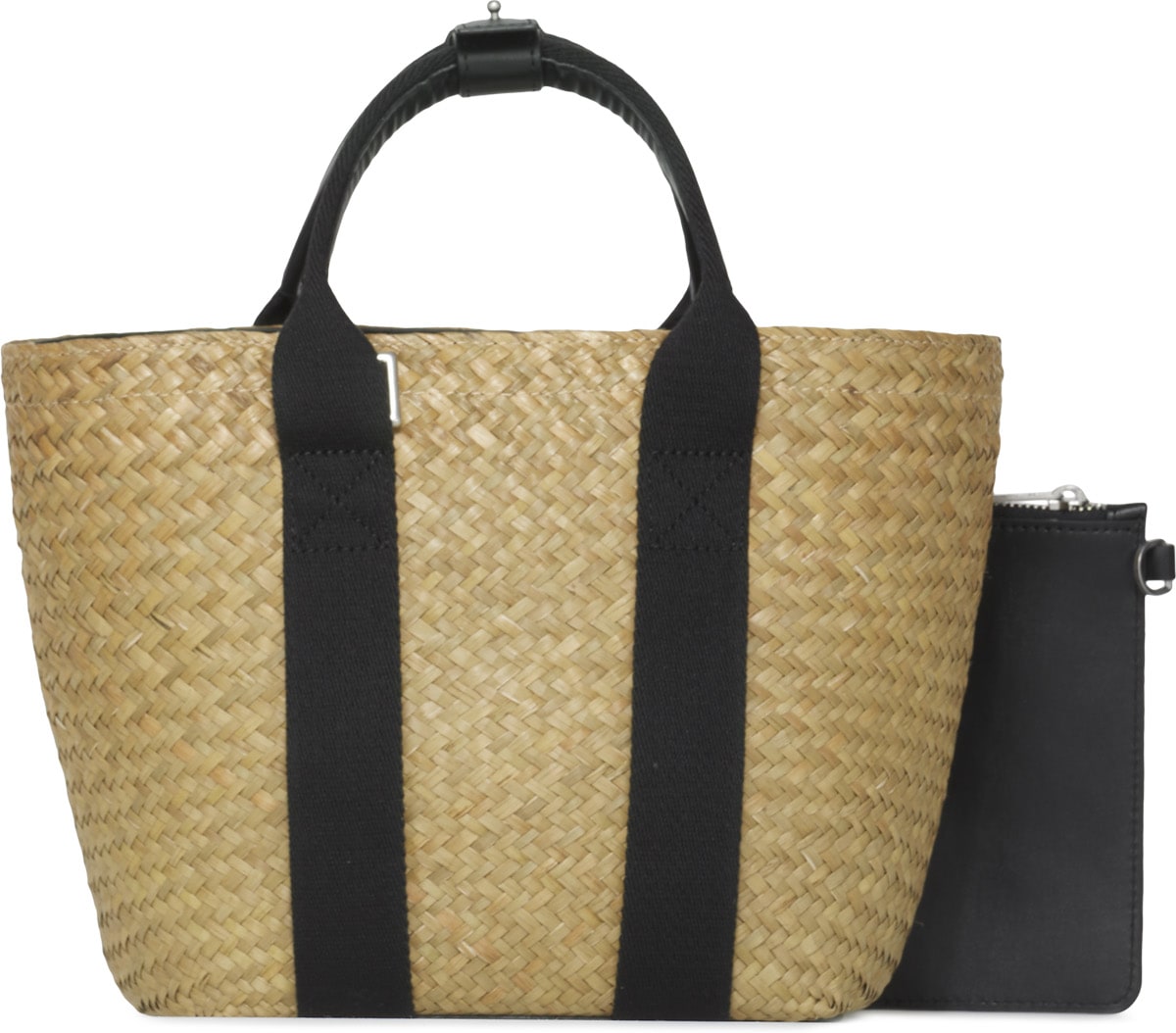 Kenzo: Black Small Logo Raffia Basket - 2