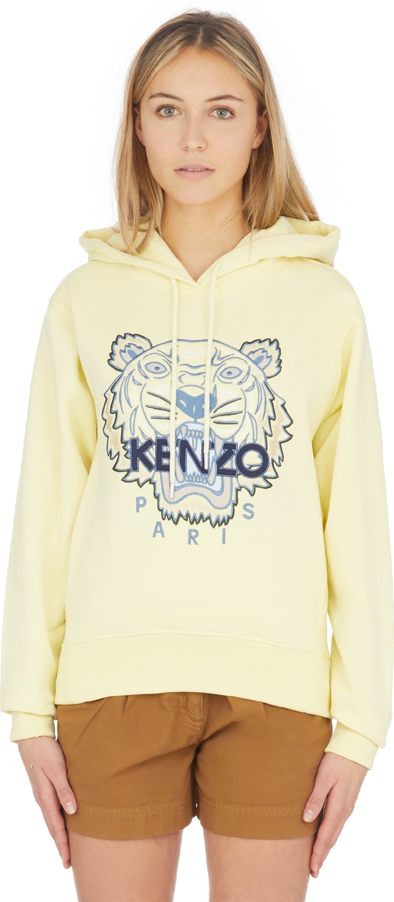 Kenzo: Blanc Pull à Capuche Tigre Blanc - 1