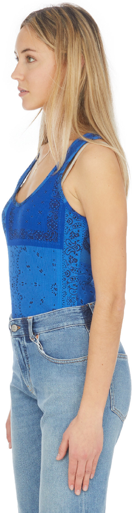 Kenzo: Blue 'Bandana' Ribbed Tank Top - 2