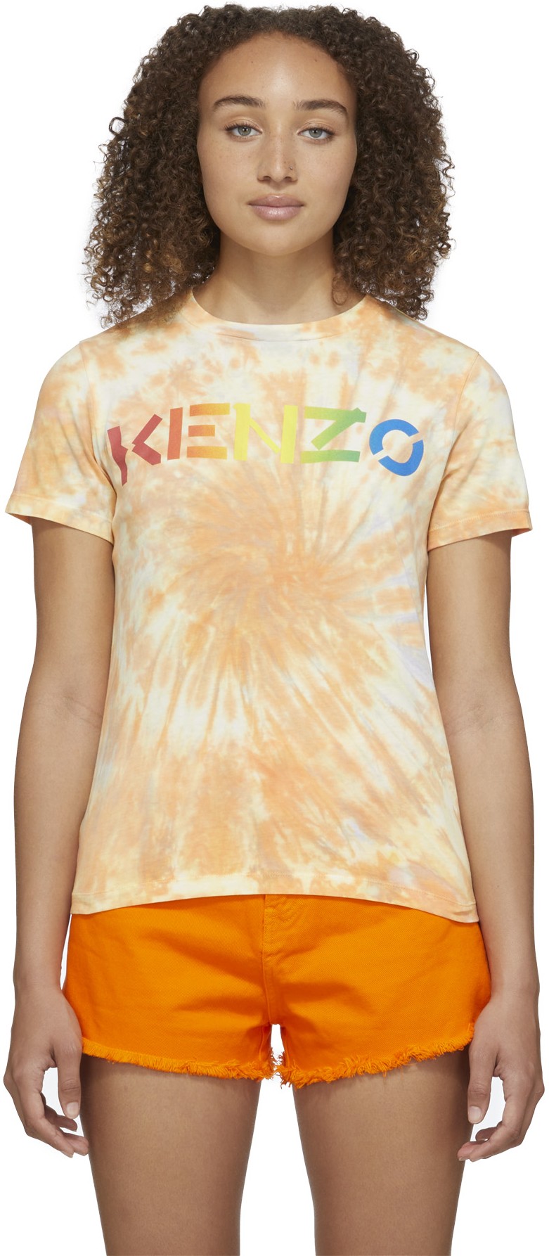 Kenzo: Orange Logo Tie-Dye T-Shirt - 1