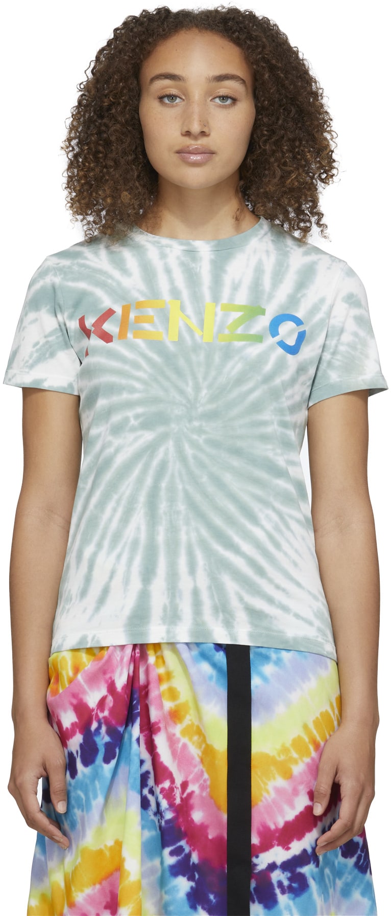 Kenzo: Green Logo Tie-Dye T-Shirt - 1