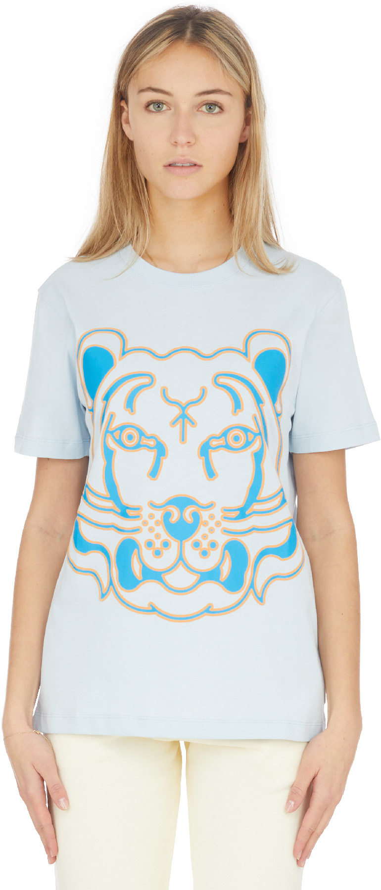 Kenzo: Blue K-Tiger Two-Tone T-Shirt - 1