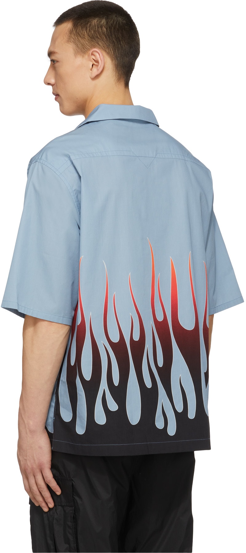 Kenzo: Bleu Chemise à Manches Courtes Flames Bleu - 3