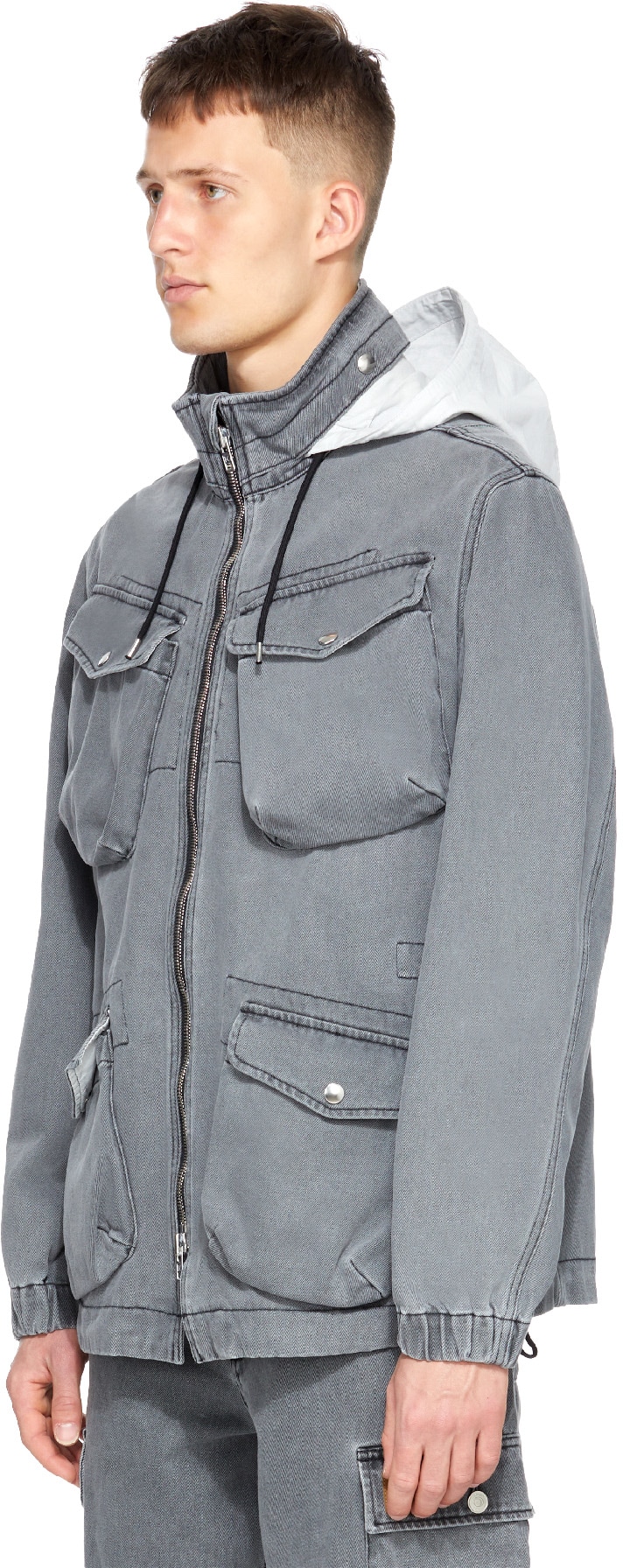 Kenzo: Grey Denim Utility Parka - 2