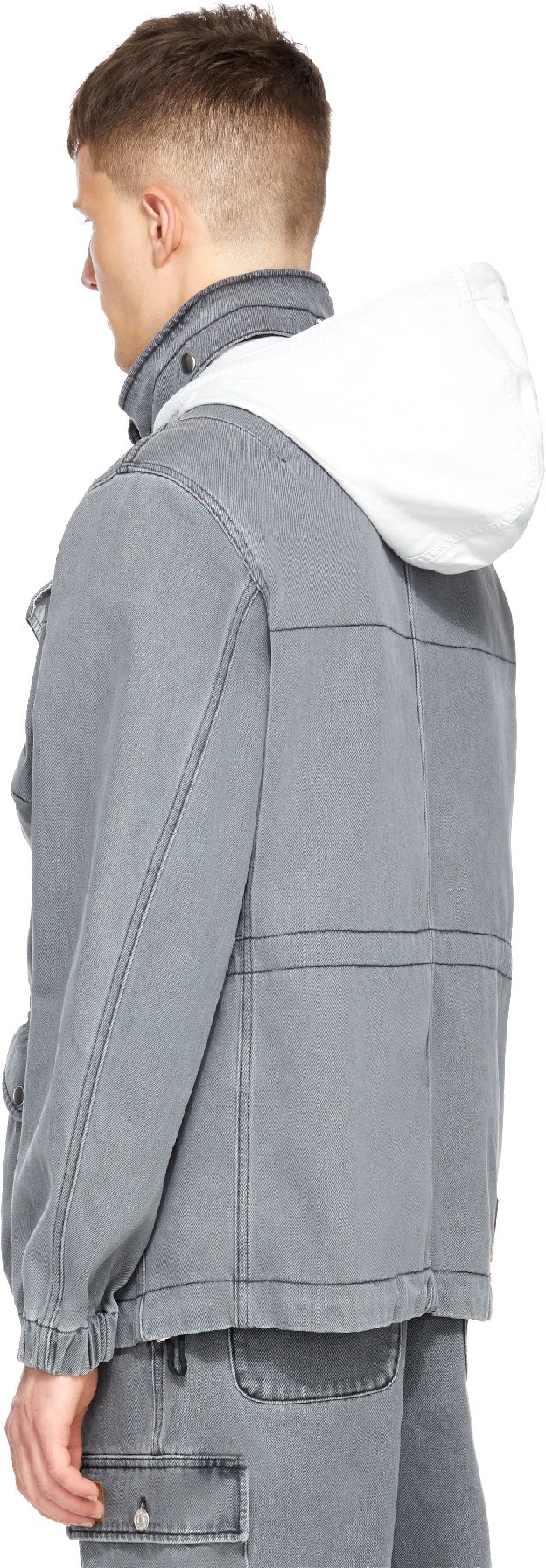 Kenzo: Gris Parka Utilitaire en Denim Gris - 3