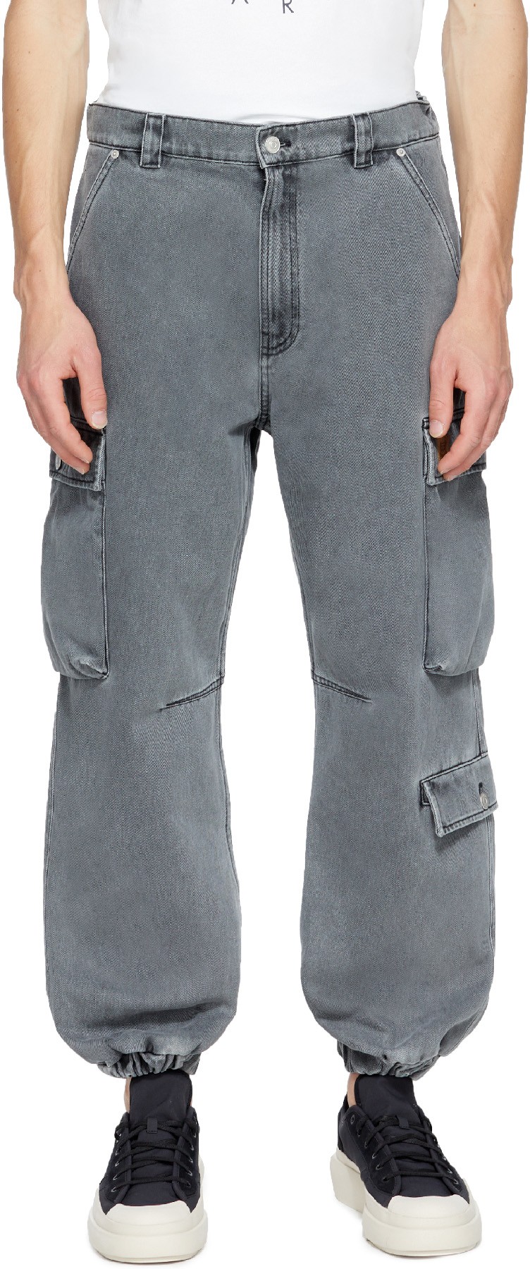 Kenzo: Gris Pantalon de Jogging Cargo en Denim Gris - 1