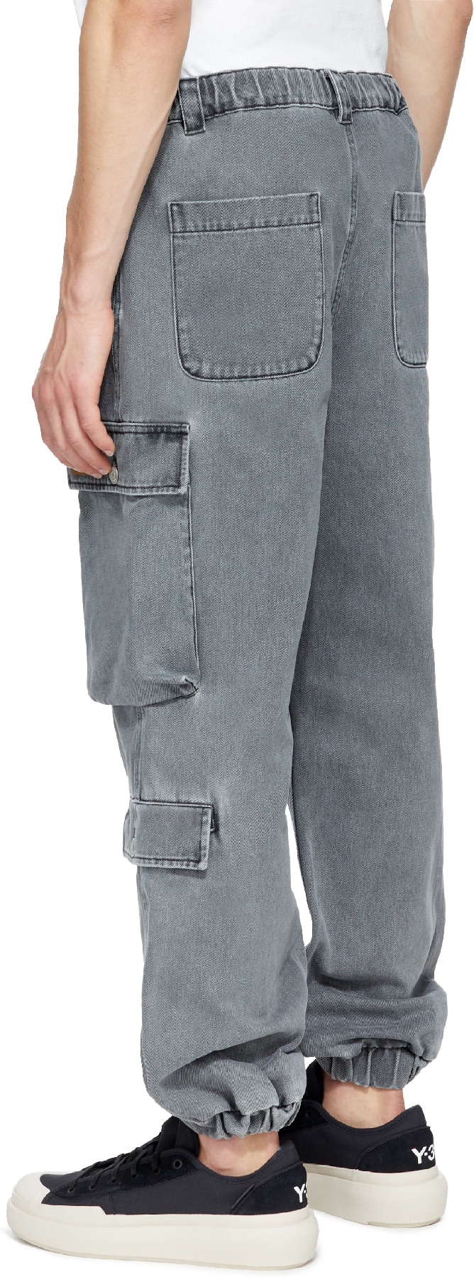 Kenzo: Gris Pantalon de Jogging Cargo en Denim Gris - 3