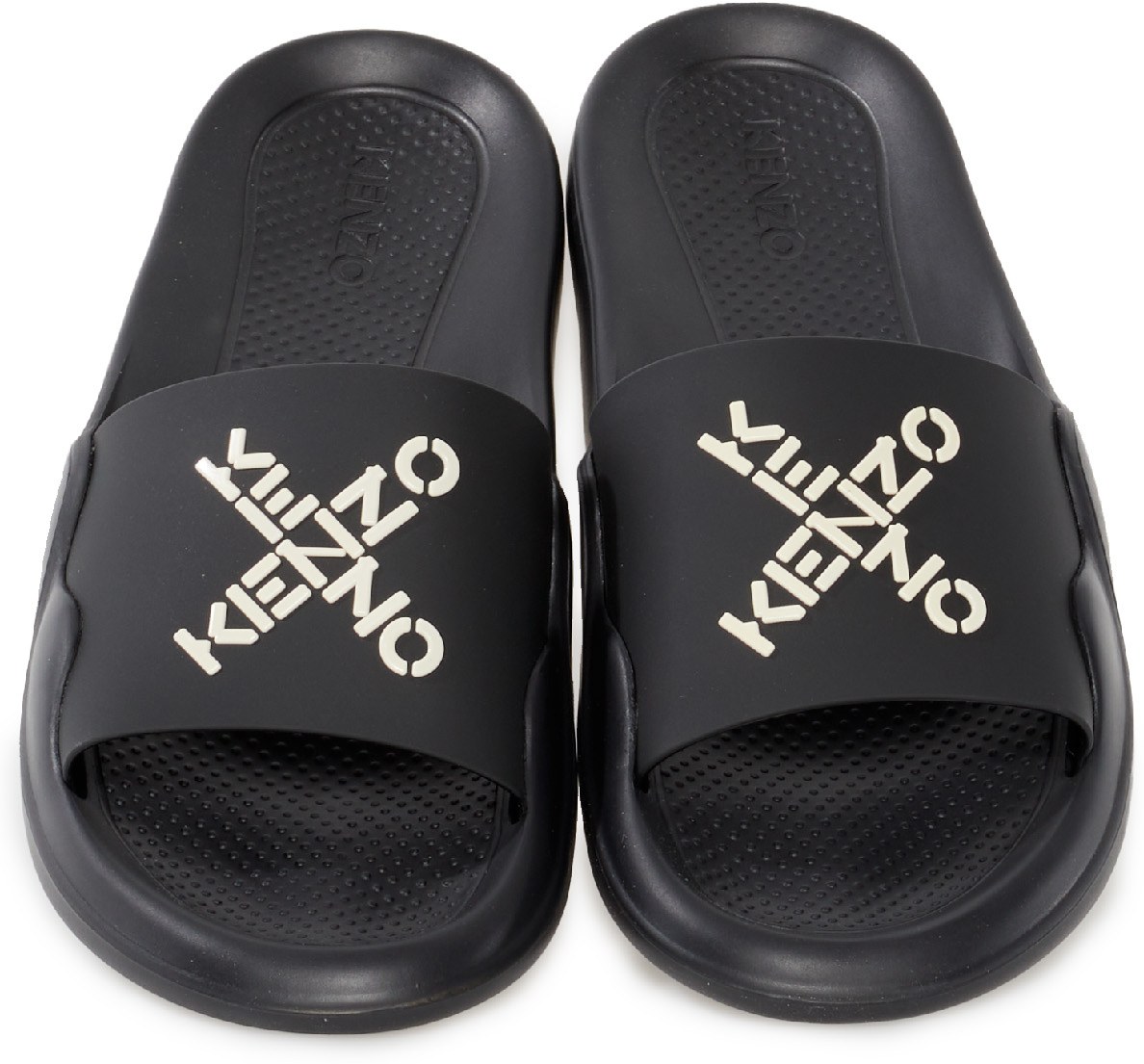 Kenzo: Black Kenzo Sport 'Little X' Pool Slides - 4