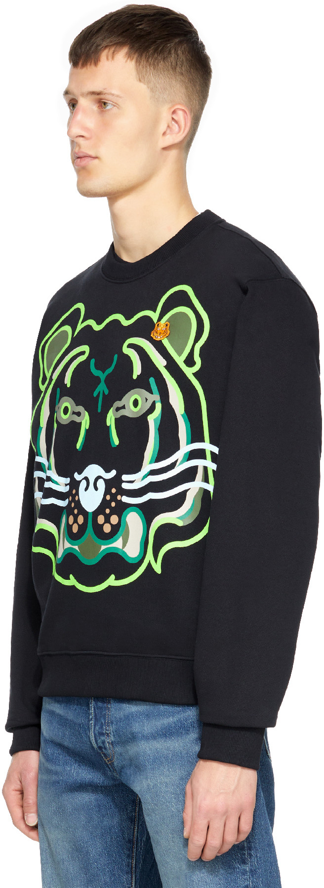 Kenzo: Black K-Tiger Graphic Crew Sweater - 2