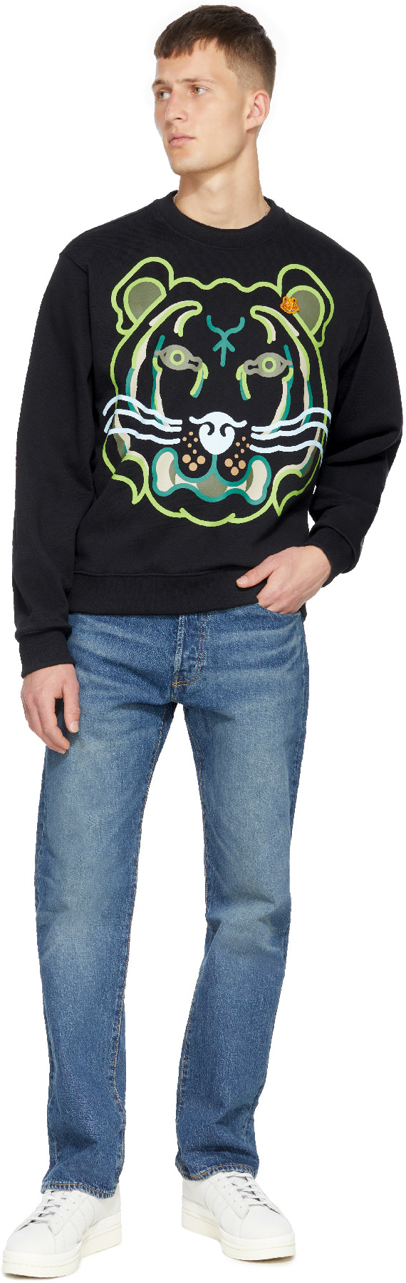 Kenzo: Black K-Tiger Graphic Crew Sweater - 4