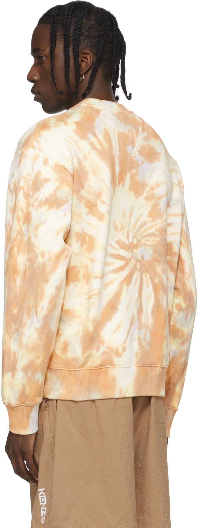 Kenzo: Orange Logo Tie-Dye Crew Sweater - 3