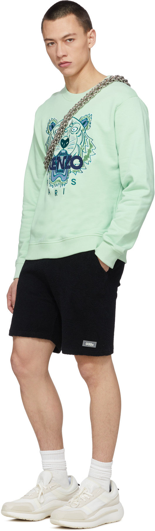 Kenzo: Green Tiger Crew Sweater - 4