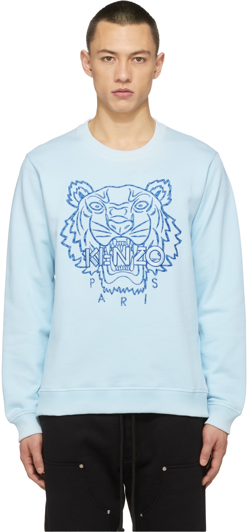 Kenzo: Blue Climbing Rope Tiger Crew Sweater - 1