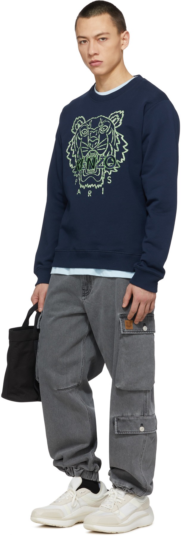 Kenzo: Blue Climbing Rope Tiger Crew Sweater - 4