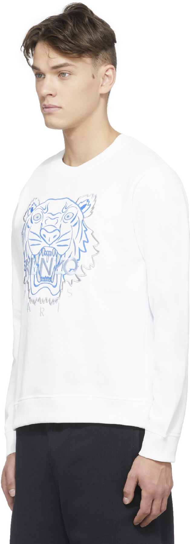 Kenzo: White Matte Shiny Tiger Crew Sweater - 2