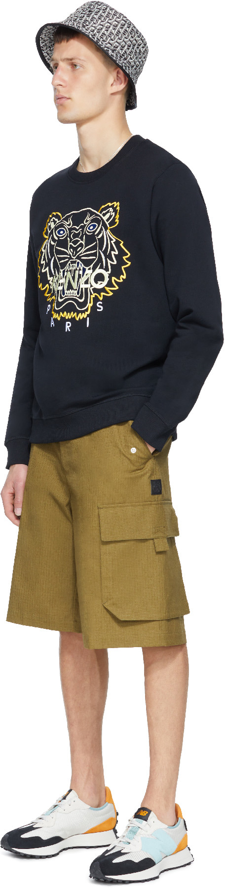 Kenzo: Black Matte Shiny Tiger Crew Sweater - 4