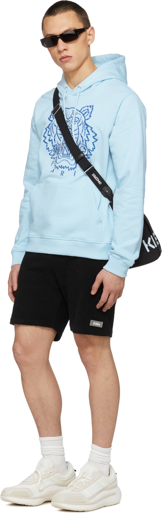 Kenzo: Bleu Pull à Capuche Climbing Rope Tigre Bleu - 4