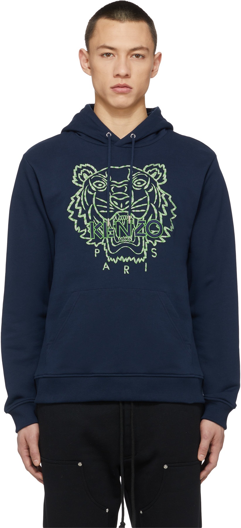 Kenzo: Blue Climbing Rope Tiger Hoodie - 1