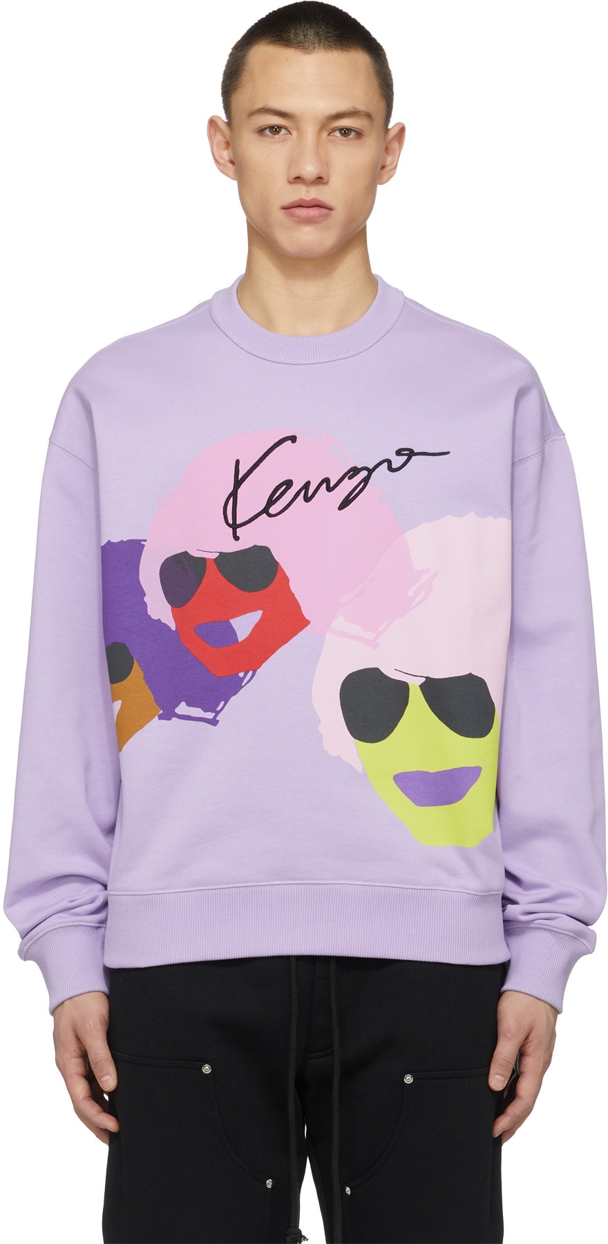 Kenzo: Purple 'Kenzo Tribute' Oversize Crew Sweater - 1