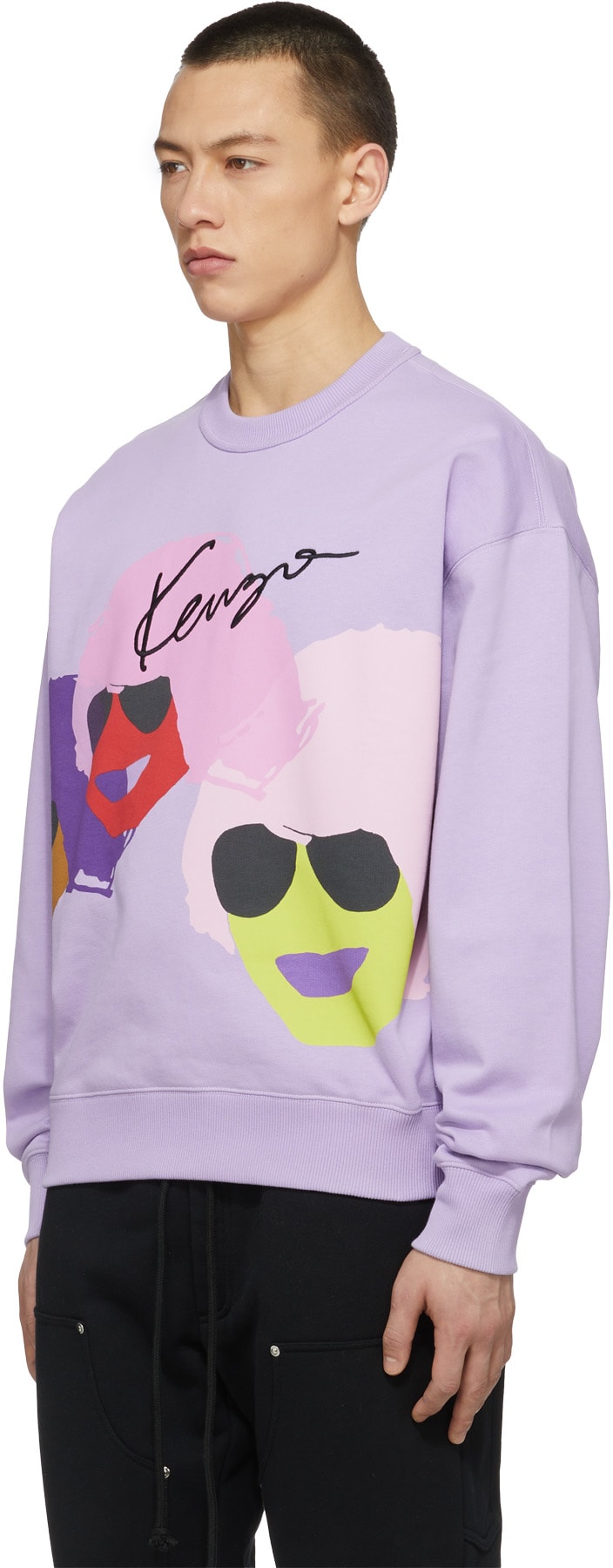 Kenzo: Purple 'Kenzo Tribute' Oversize Crew Sweater - 2