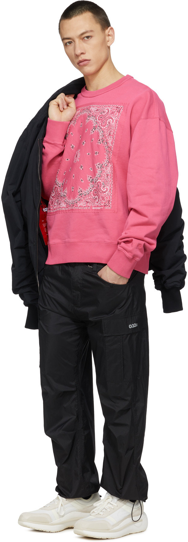 Kenzo: Pink 'Bandana' Oversize Crew Sweater - 4