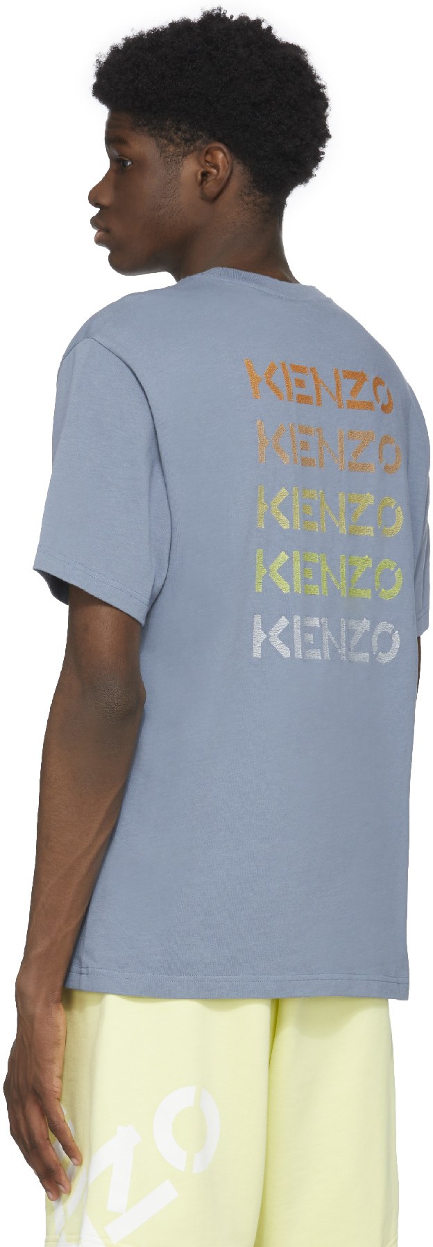 Kenzo: Blue Embroidered Logo T-Shirt - 3
