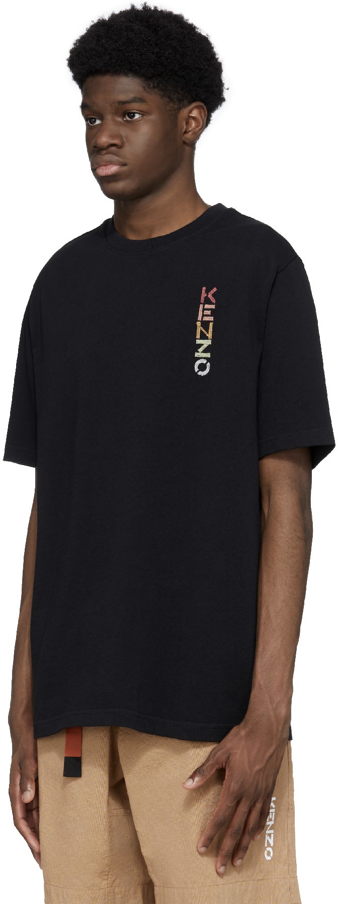 Kenzo: Black Embroidered Logo T-Shirt - 2