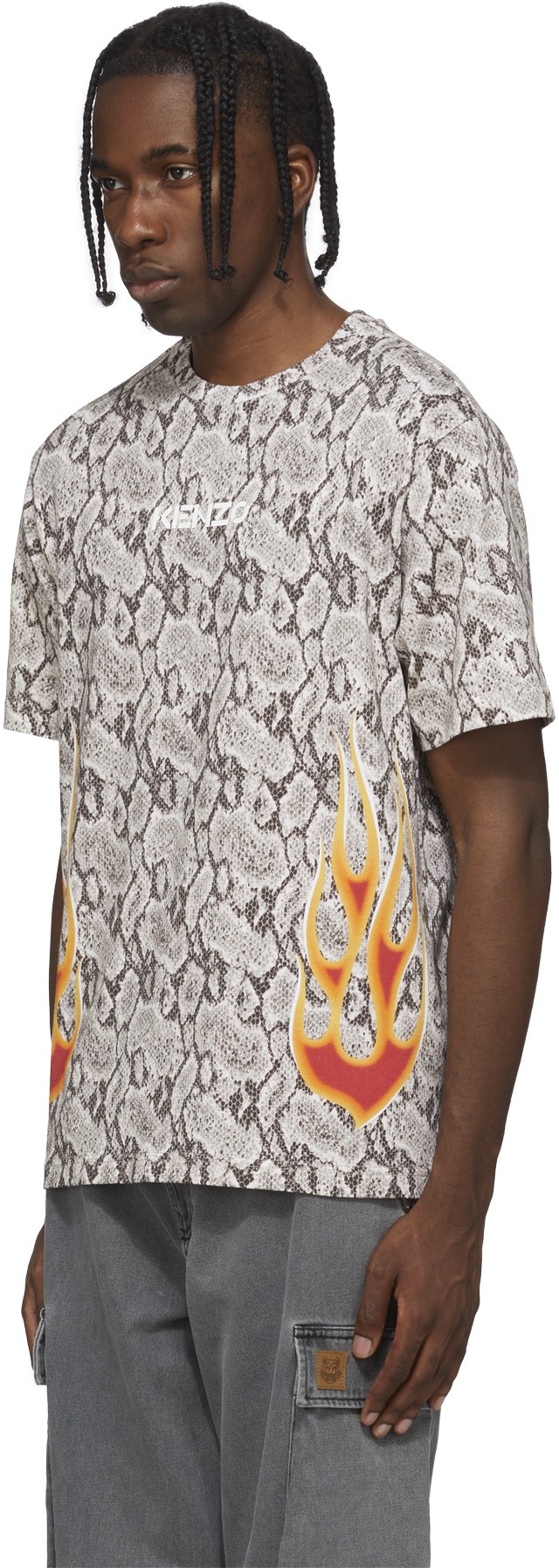 Kenzo: Brown 'Python' Flame T-Shirt - 2