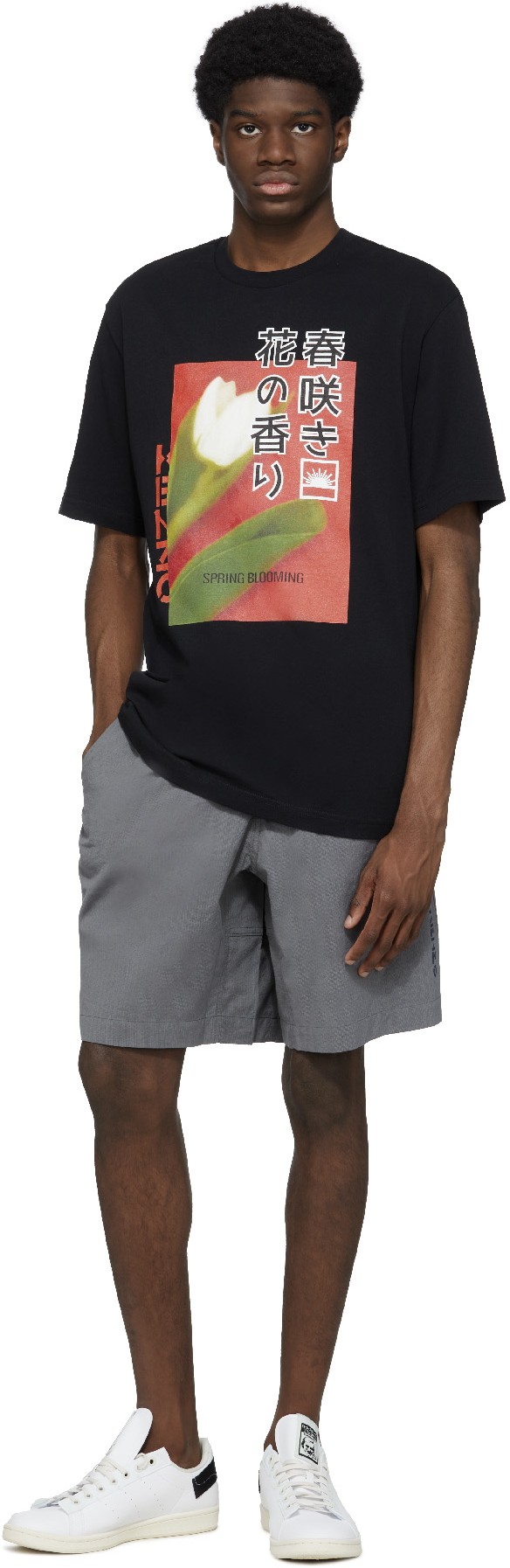 Kenzo: Noir T-Shirt 'Daisy and Tulip' Noir - 4