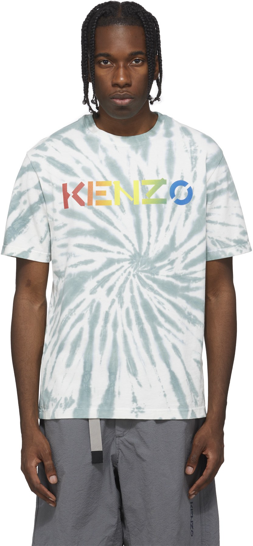 Kenzo: Green Logo Tie-Dye T-Shirt - 1