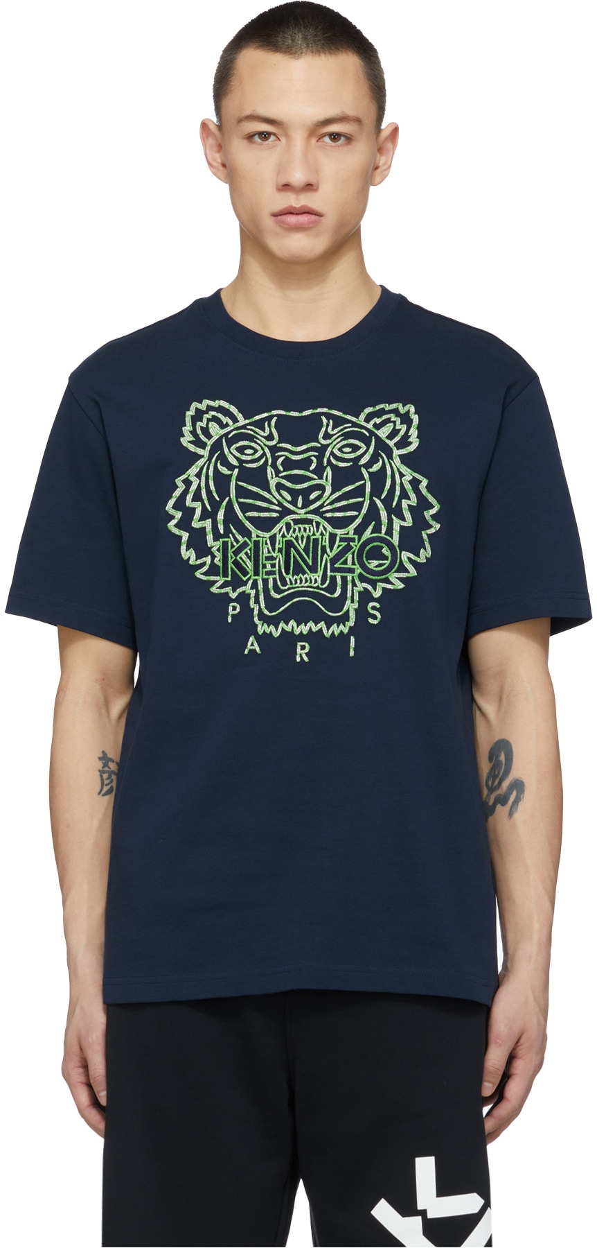 Kenzo: Bleu T-Shirt Climbing Rope Tigre Bleu - 1