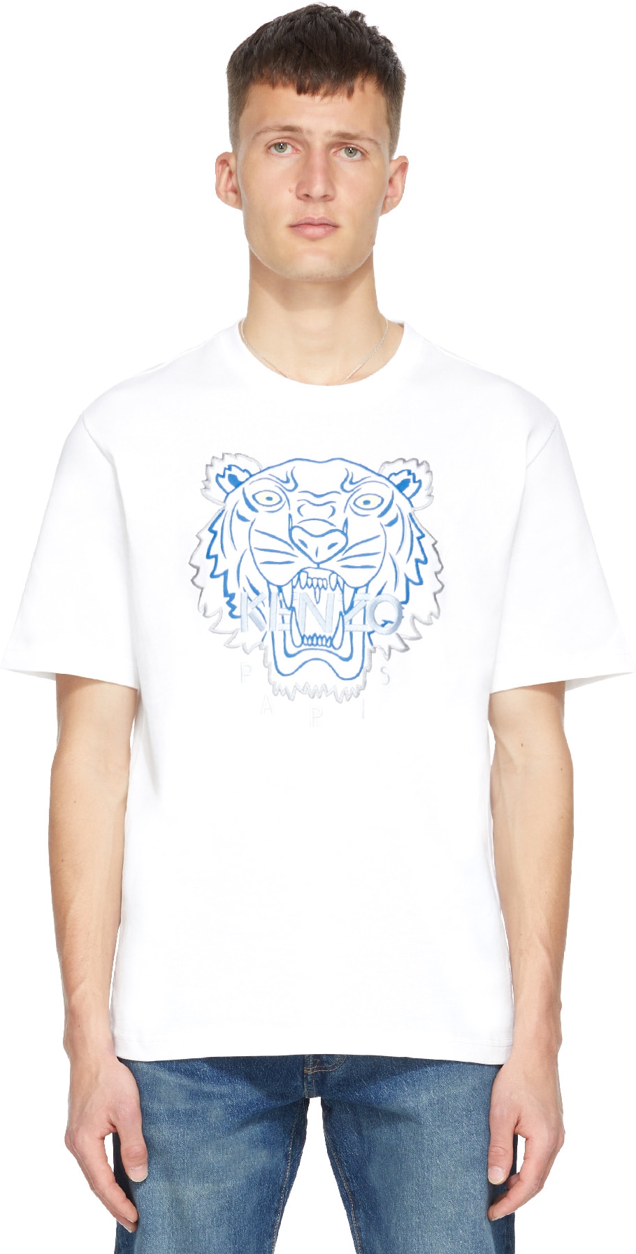 Kenzo: Blanc T-Shirt Matte Brillant Tigre Blanc - 1