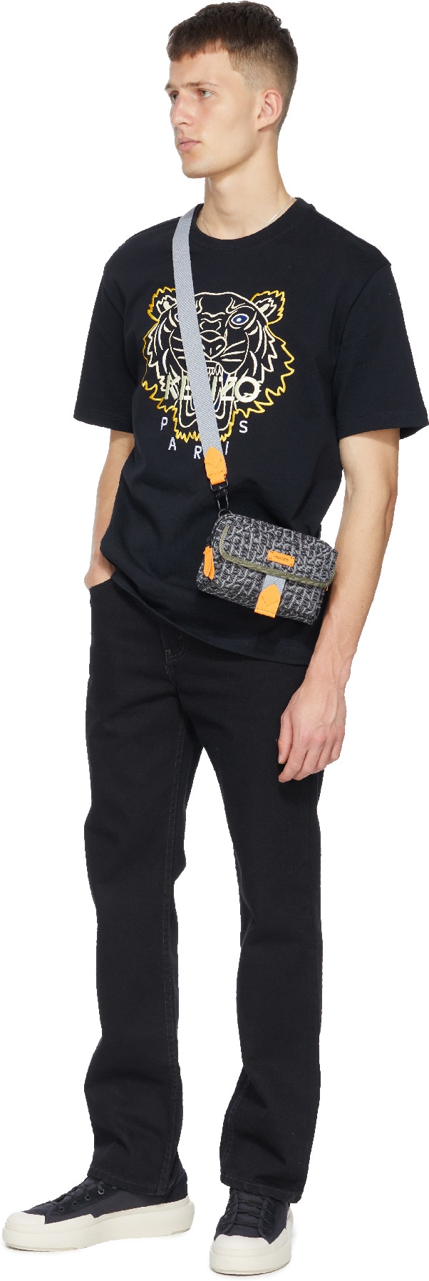 Kenzo: Black Matte Shiny Tiger T-Shirt - 4