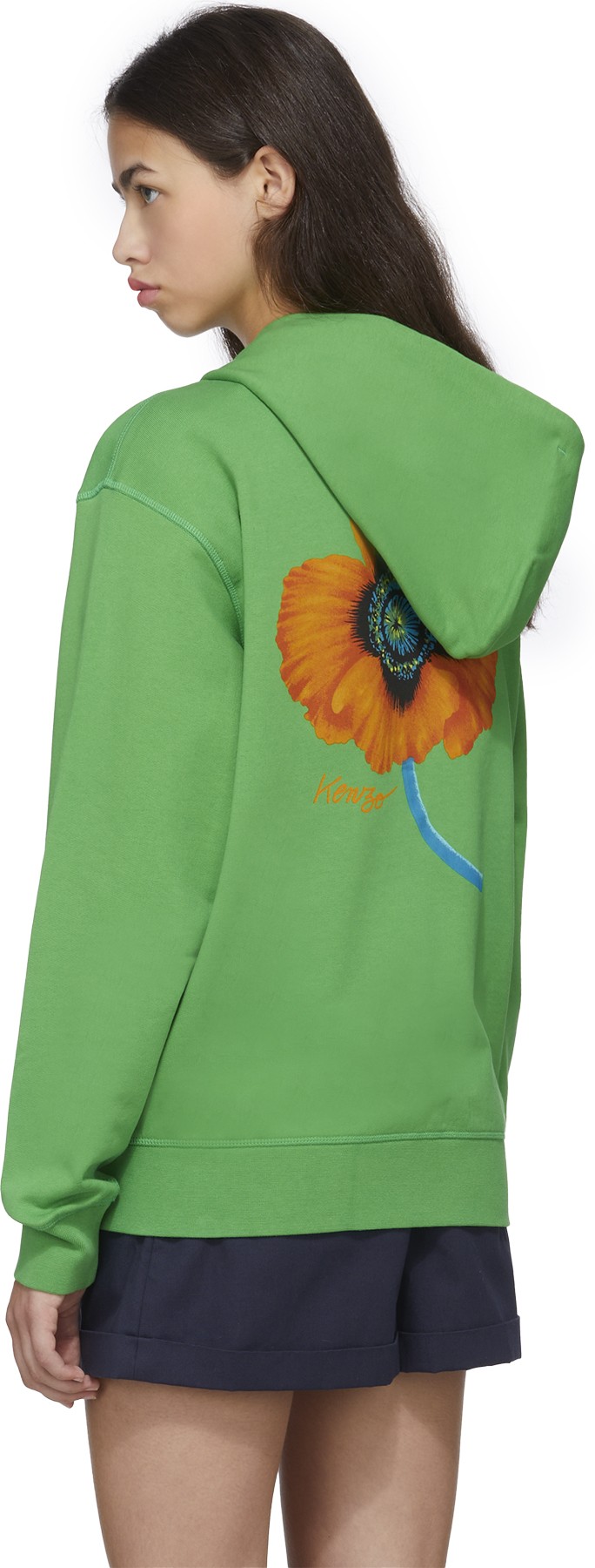 Kenzo: Green 'Kenzo Poppy' Zip Hoodie - 3