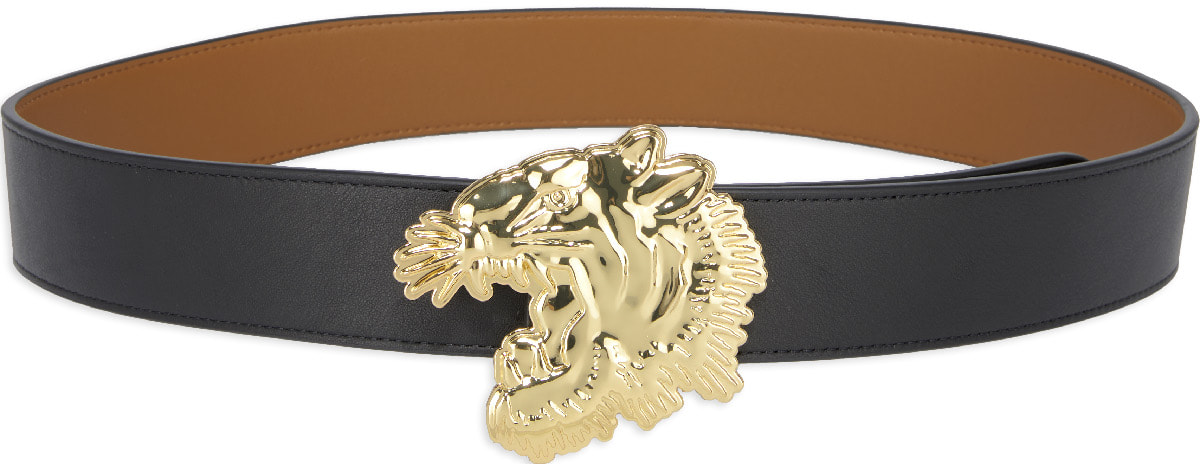 Kenzo: Black 'Tiger Varsity' Wide Reversible Belt - 1