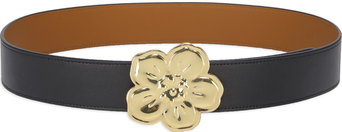 Kenzo: Black 'Boke Flower' Wide Reversible Belt - 1