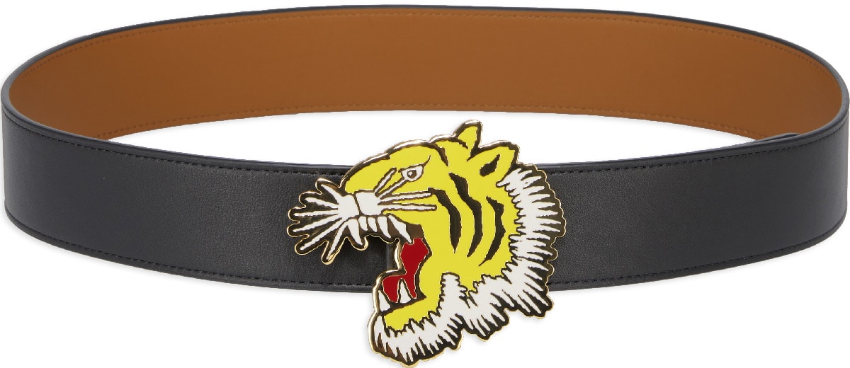 Kenzo: Noir Ceinture Réversible 'Tiger Varsity' Noir - 1